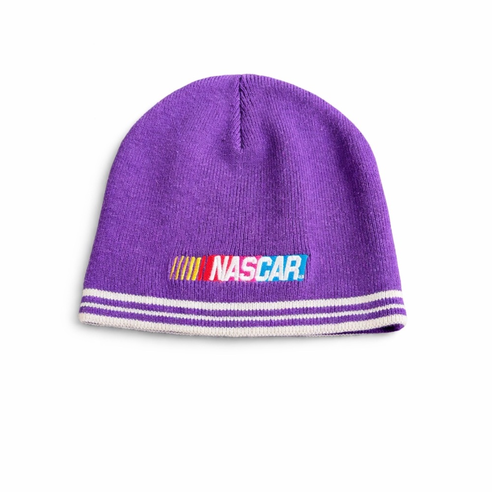NASCAR Purple Knit Beanie Hat by The Game Embroidered Logo OSFM